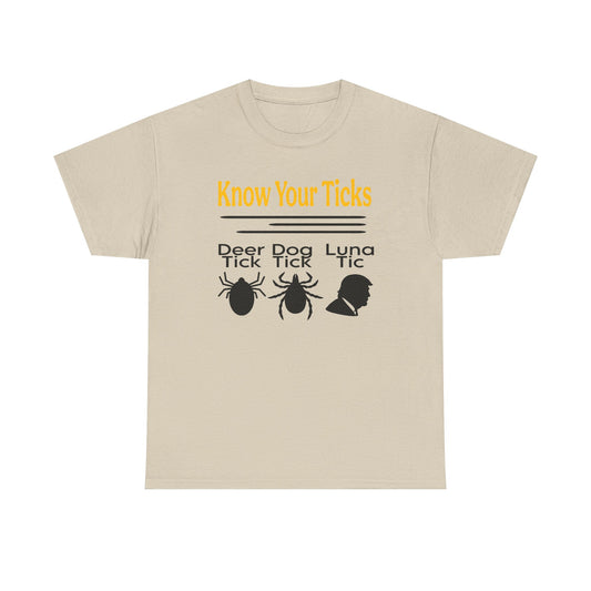 Know Your Ticks Tee — Tick Awareness Shirt (Deer, Dog, Luna)