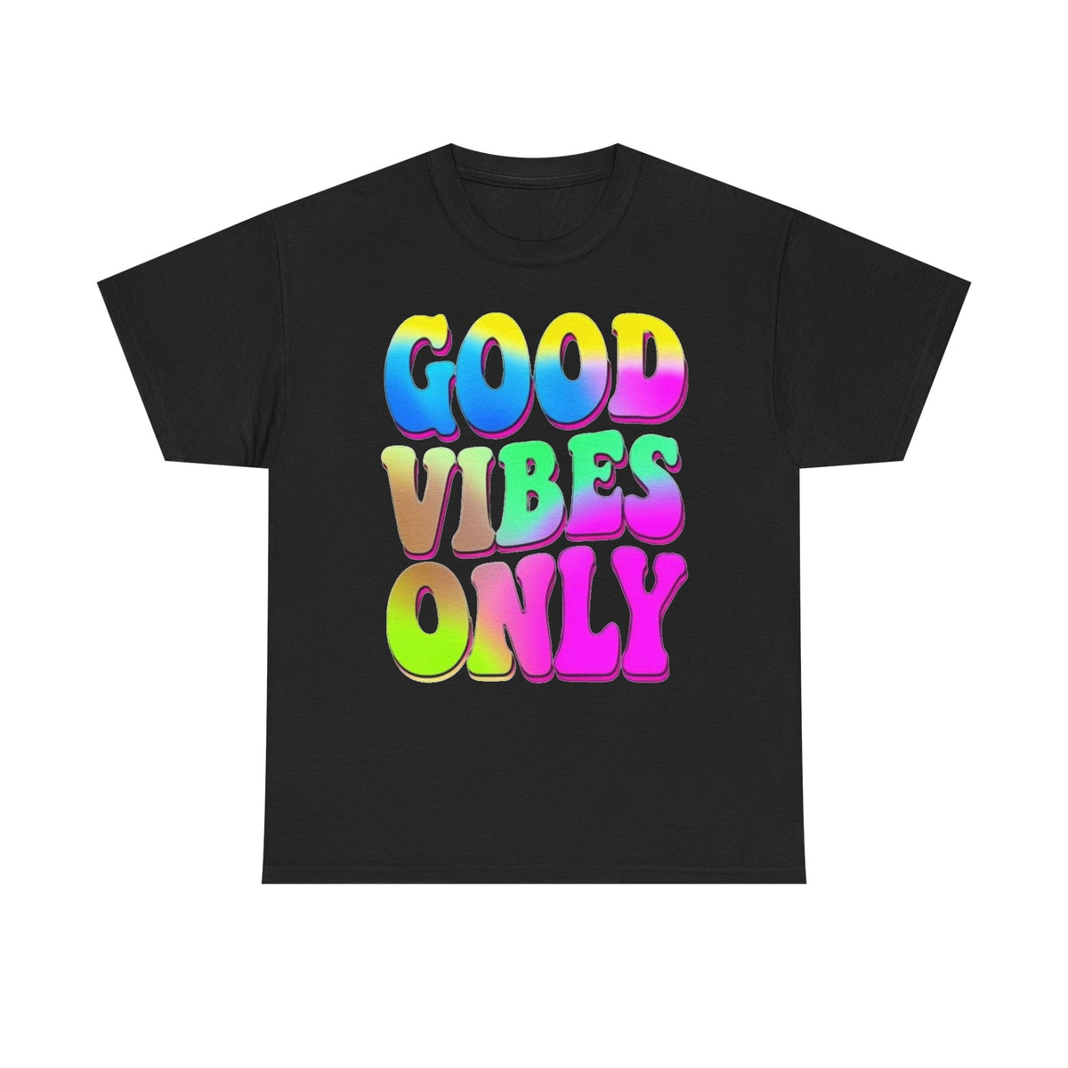 Good Vibes Only T-Shirt — Colorful Retro Bubble Letter Tee