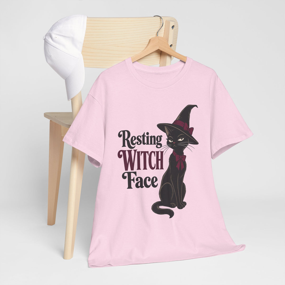 Resting Witch Face T‑Shirt — Black Cat Witchy Halloween Tee