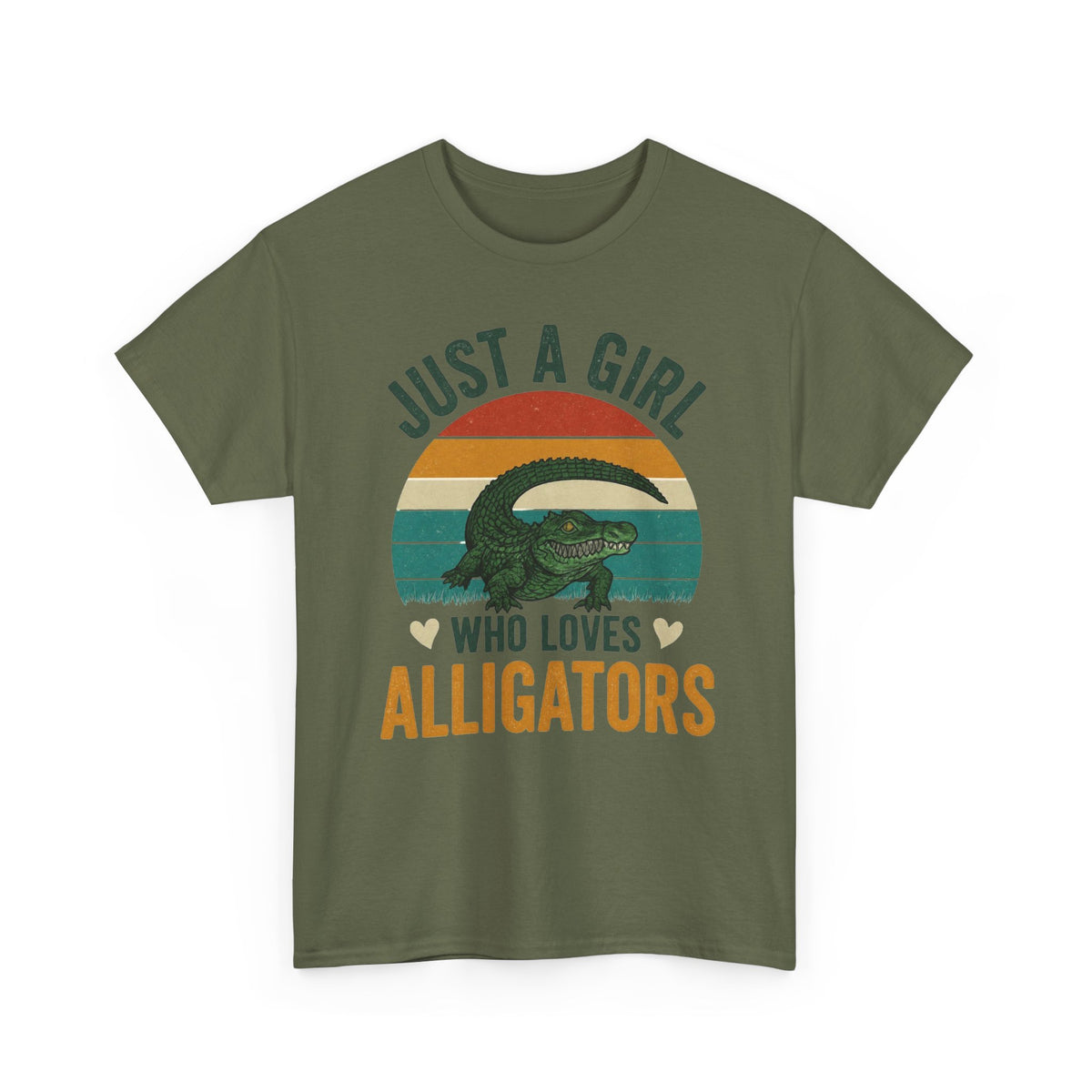 Just A Girl Who Loves Alligators Tee — Retro Sunset Alligator T-Shirt