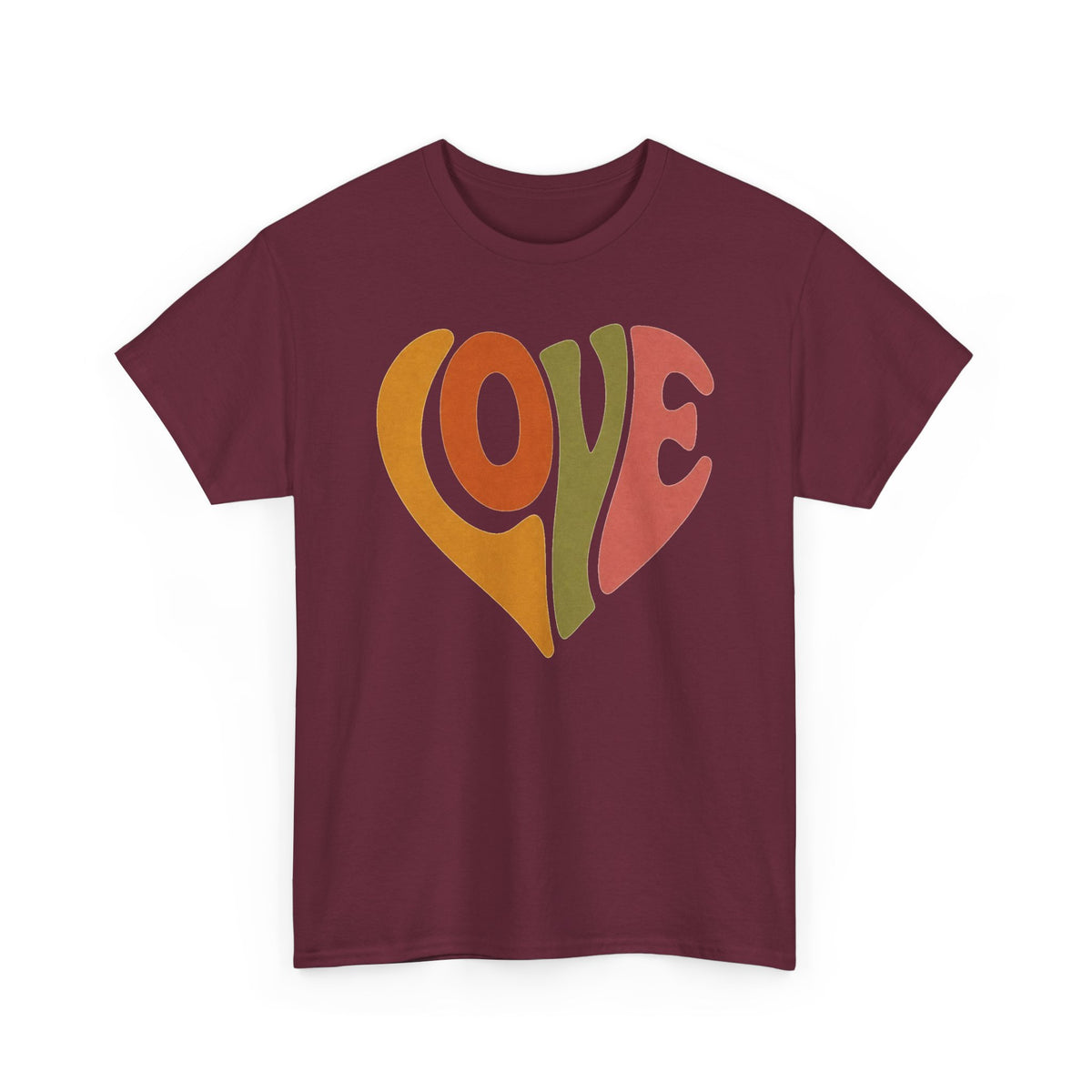Retro Heart 'Love' T‑Shirt — 70s Vintage Vibe Graphic Tee