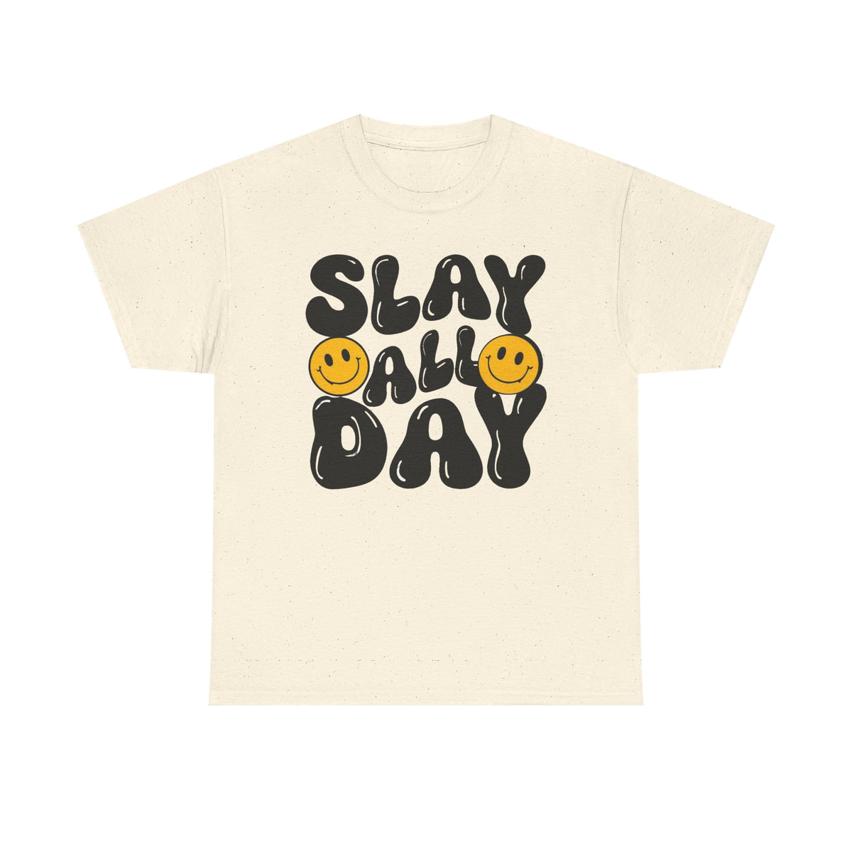 Slay All Day Graphic Tee — Retro Smiley Statement T-Shirt