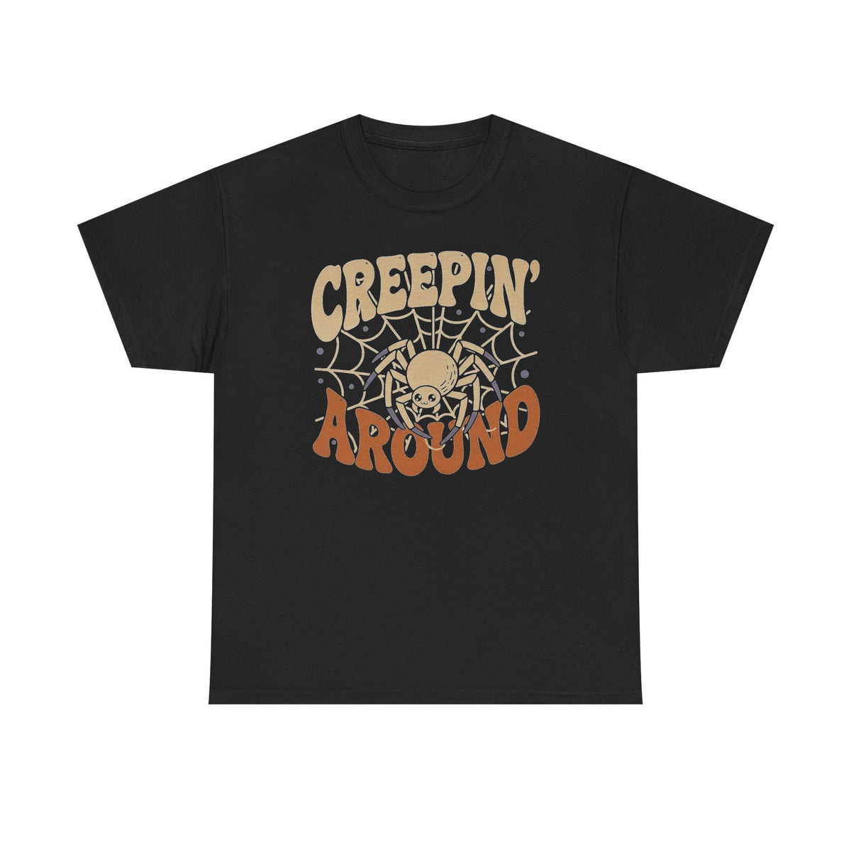 Creepin' Around Spiderweb Tee — Retro Halloween Graphic Shirt