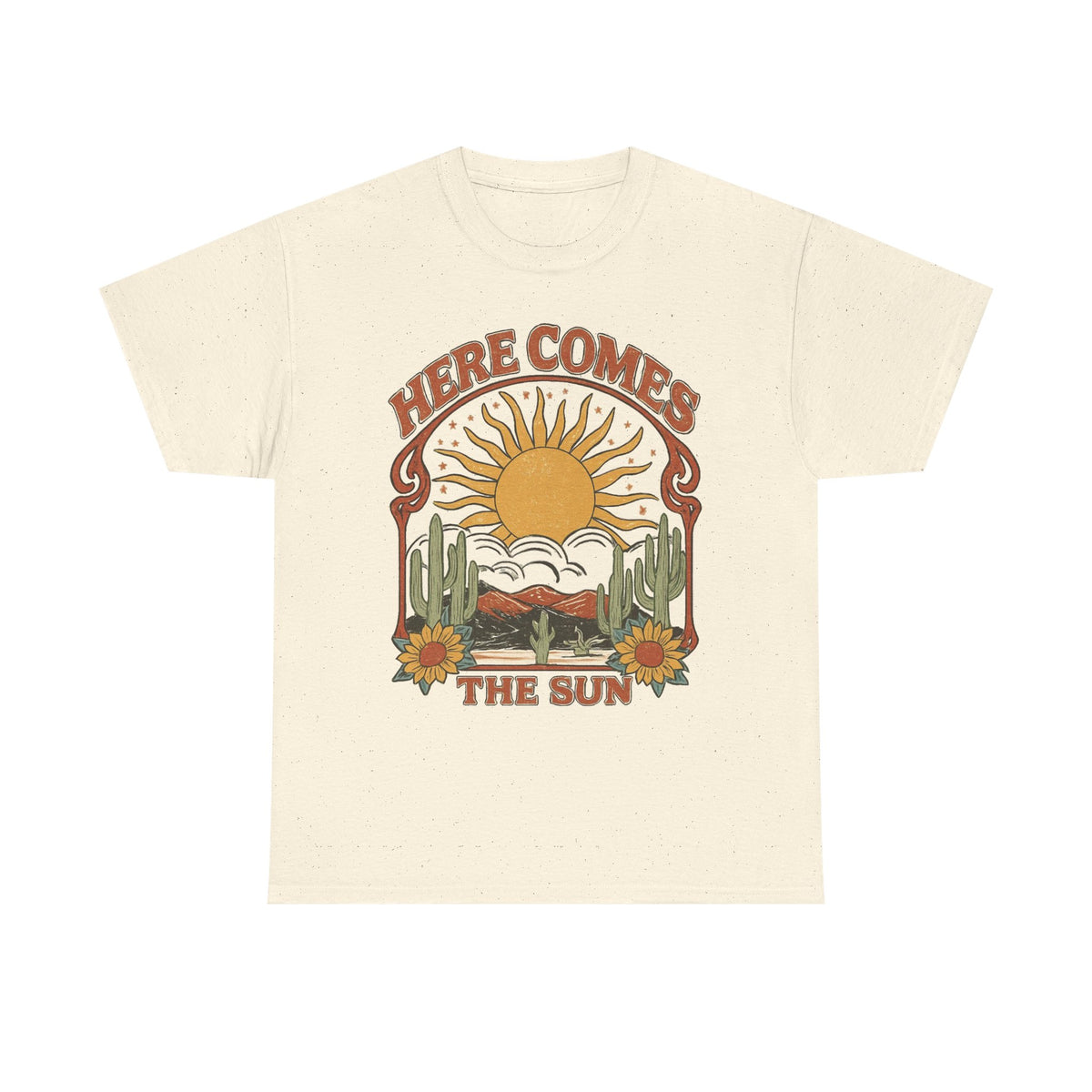 Here Comes the Sun Tee — Retro Desert Sunrise Graphic T‑Shirt