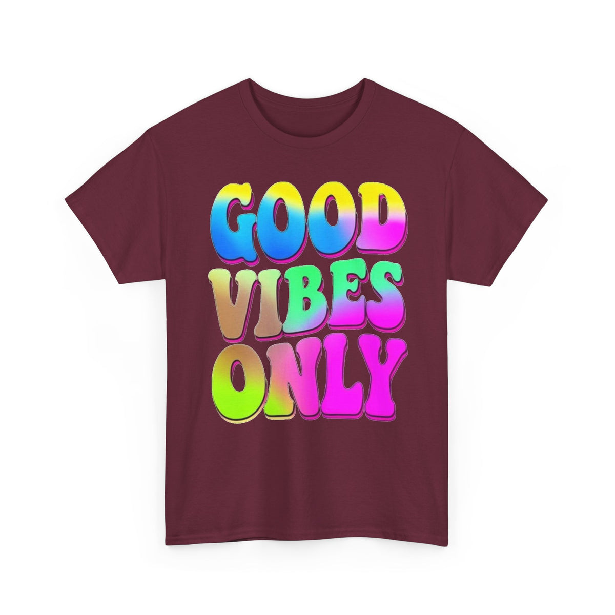 Good Vibes Only T-Shirt — Colorful Retro Bubble Letter Tee