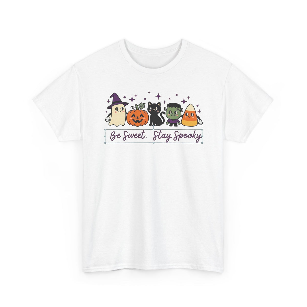 Halloween Cute Tee — "Be Sweet, Stay Spooky" Candy Corn & Pumpkin Design