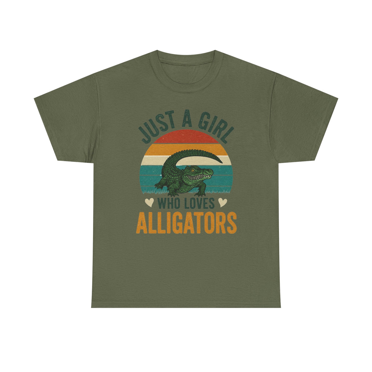 Just A Girl Who Loves Alligators Tee — Retro Sunset Alligator T-Shirt