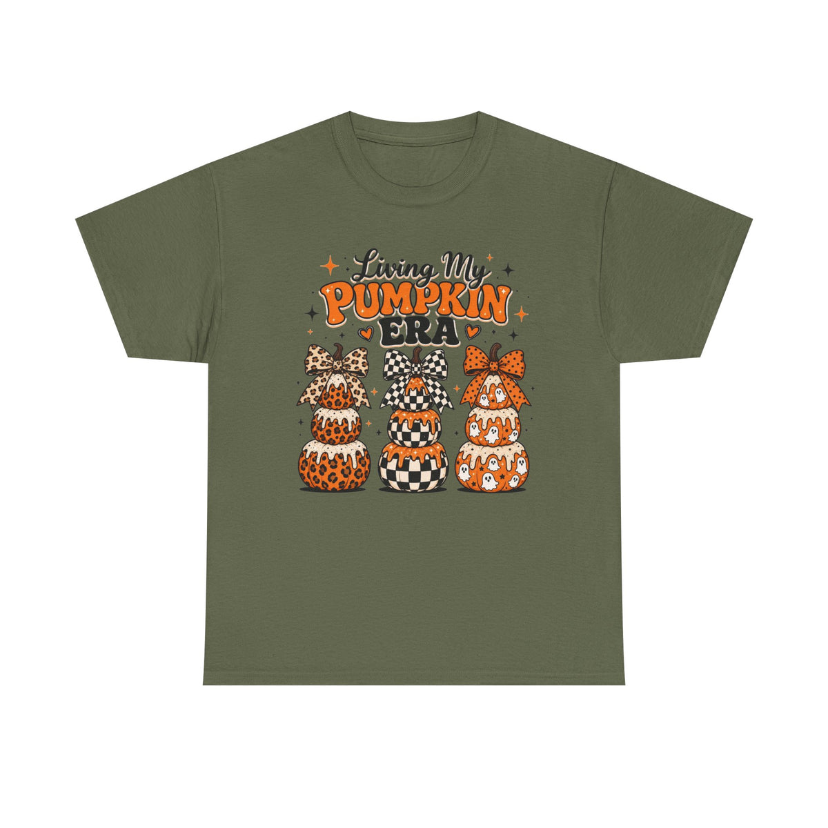 Living My Pumpkin Era Tee — Cute Halloween Pumpkin Stacked Gnomes Shirt