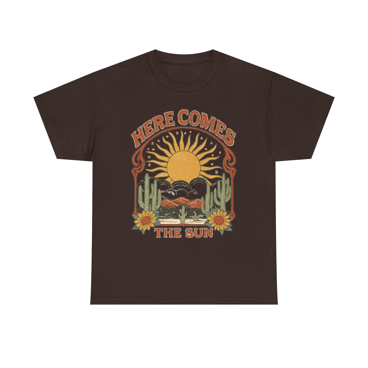 Here Comes the Sun Tee — Retro Desert Sunrise Graphic T‑Shirt