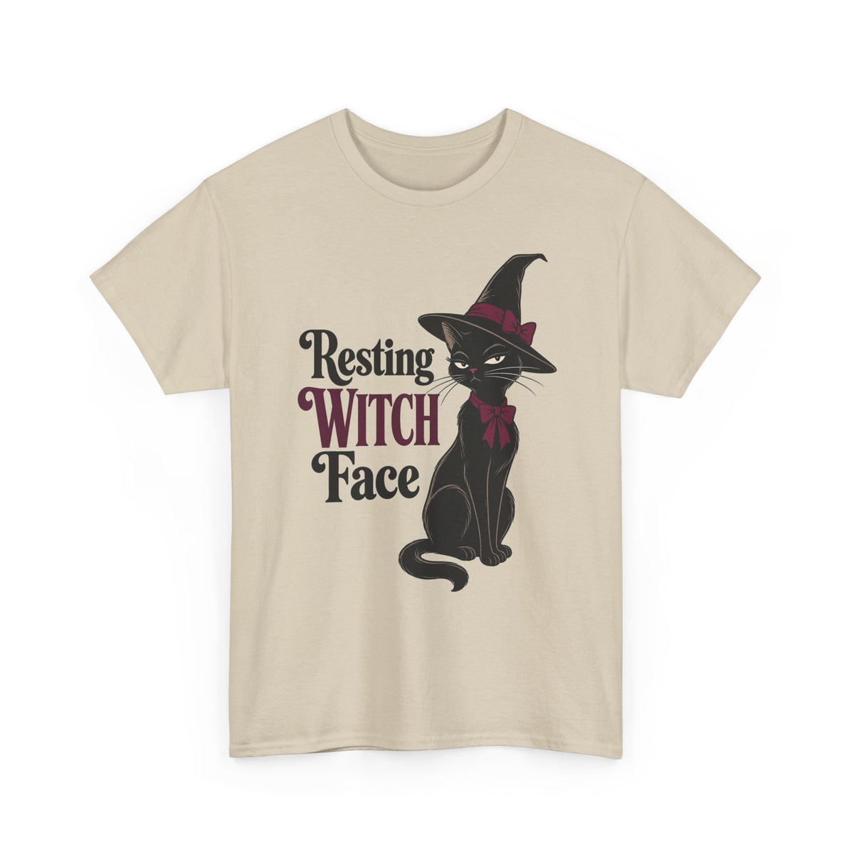 Resting Witch Face T‑Shirt — Black Cat Witchy Halloween Tee