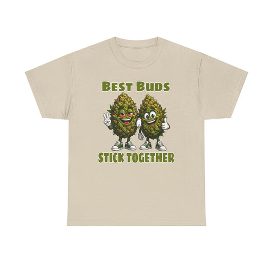 Best Buds Stick Together Tee - Funny Cannabis Bud Friends T-Shirt