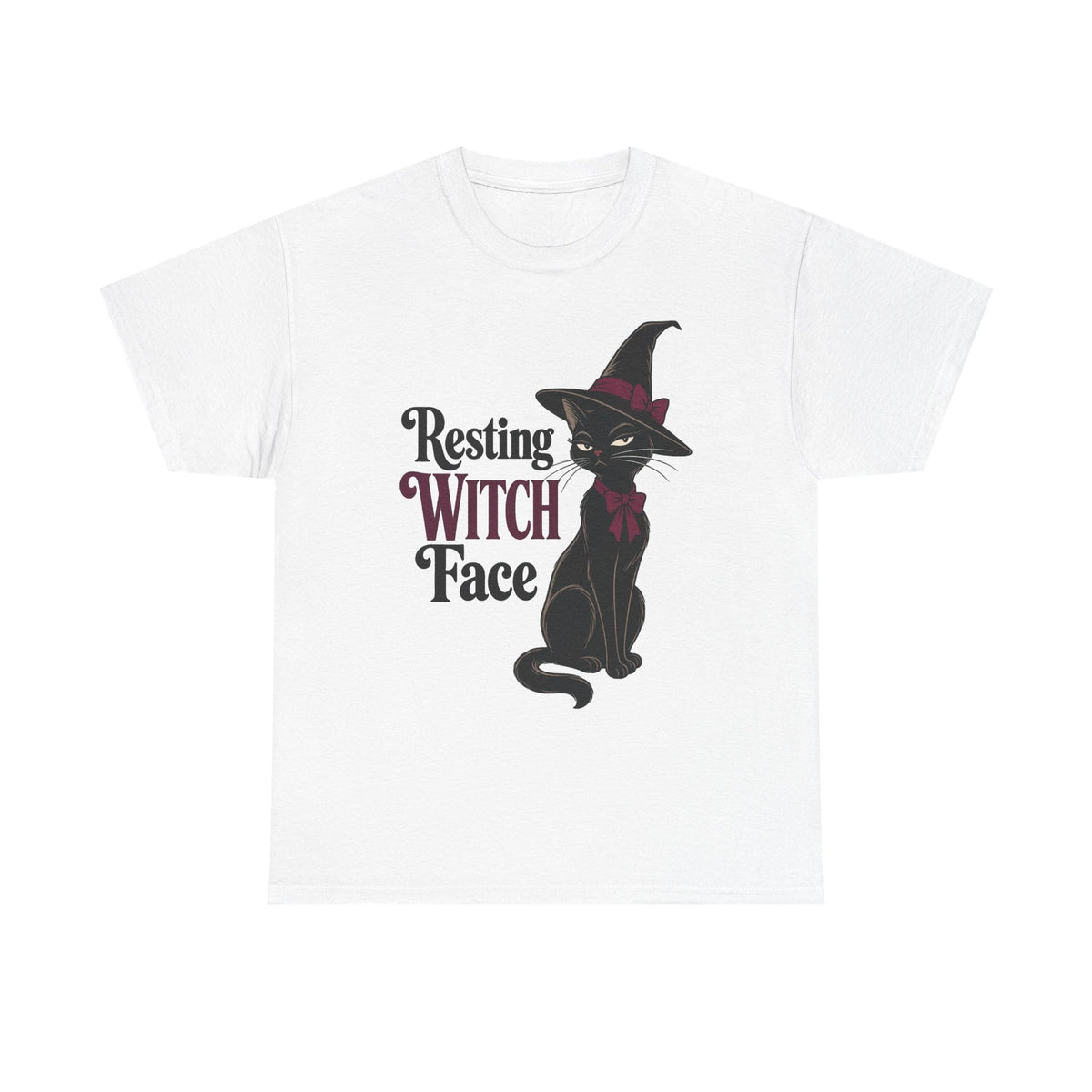 Resting Witch Face T‑Shirt — Black Cat Witchy Halloween Tee