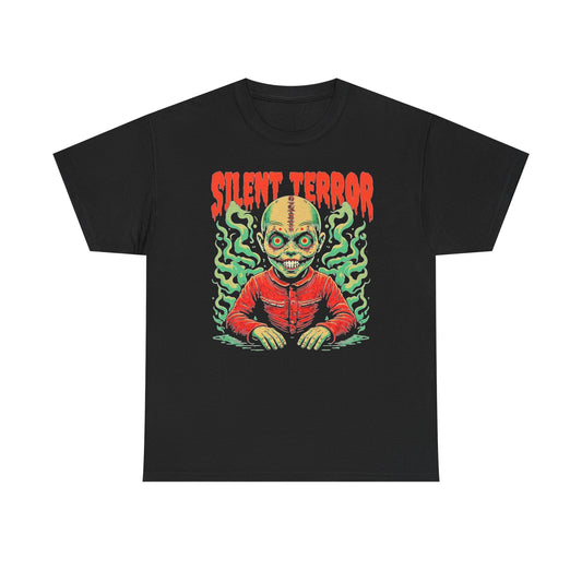 Silent Terror Graphic Tee — Creepy Vintage Alien Horror Shirt