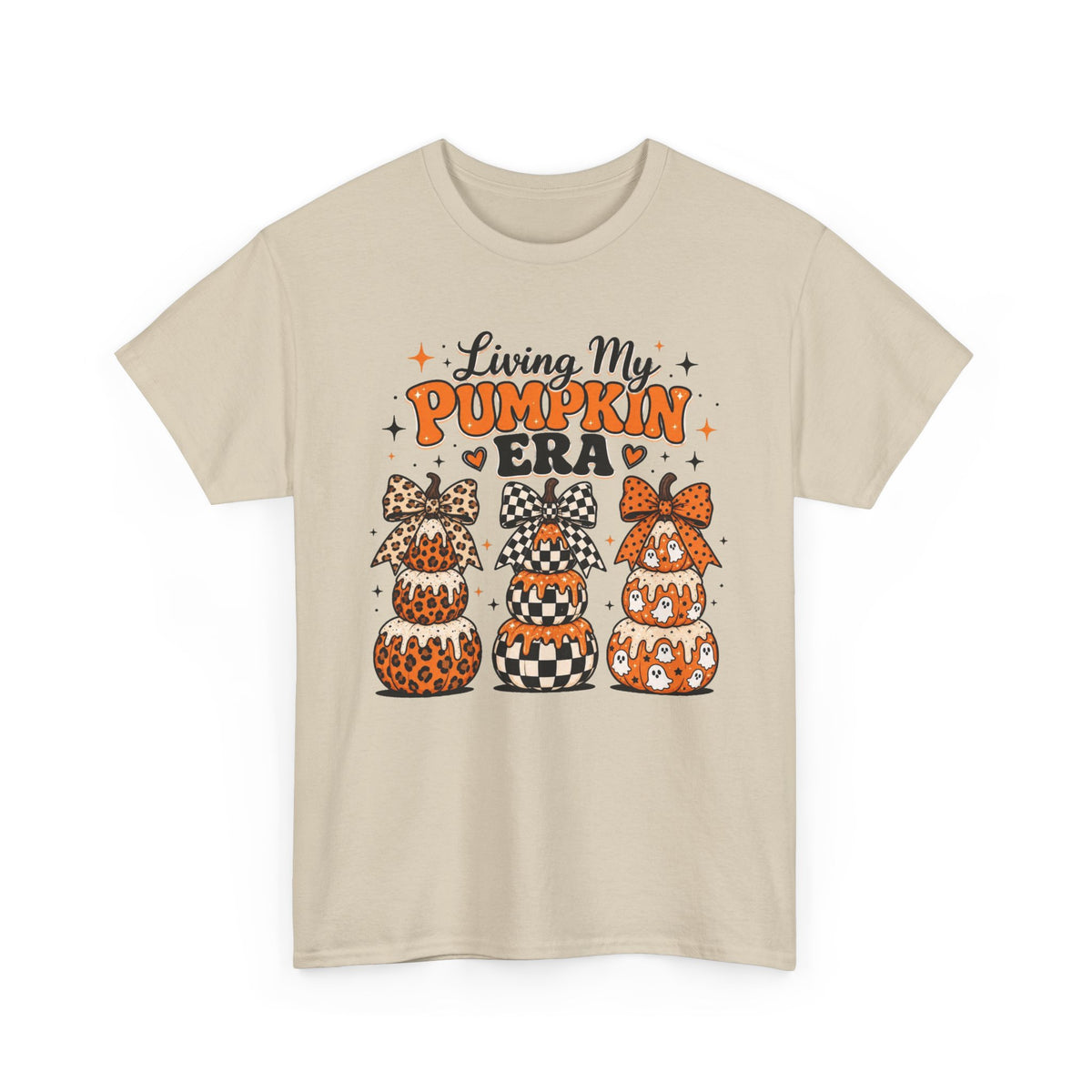 Living My Pumpkin Era Tee — Cute Halloween Pumpkin Stacked Gnomes Shirt