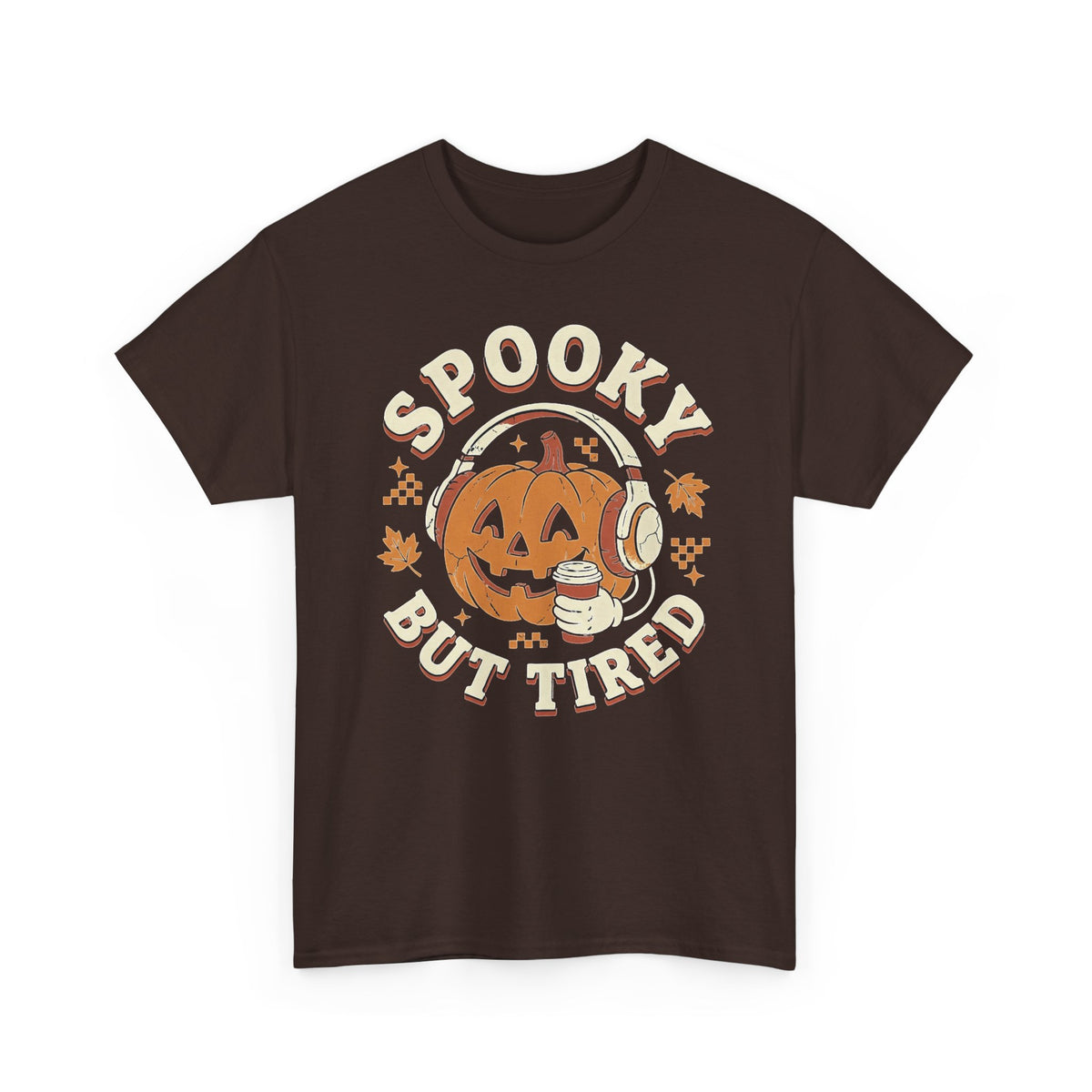 Spooky But Tired Halloween Tee — Pumpkin Ghost Fall Shirt