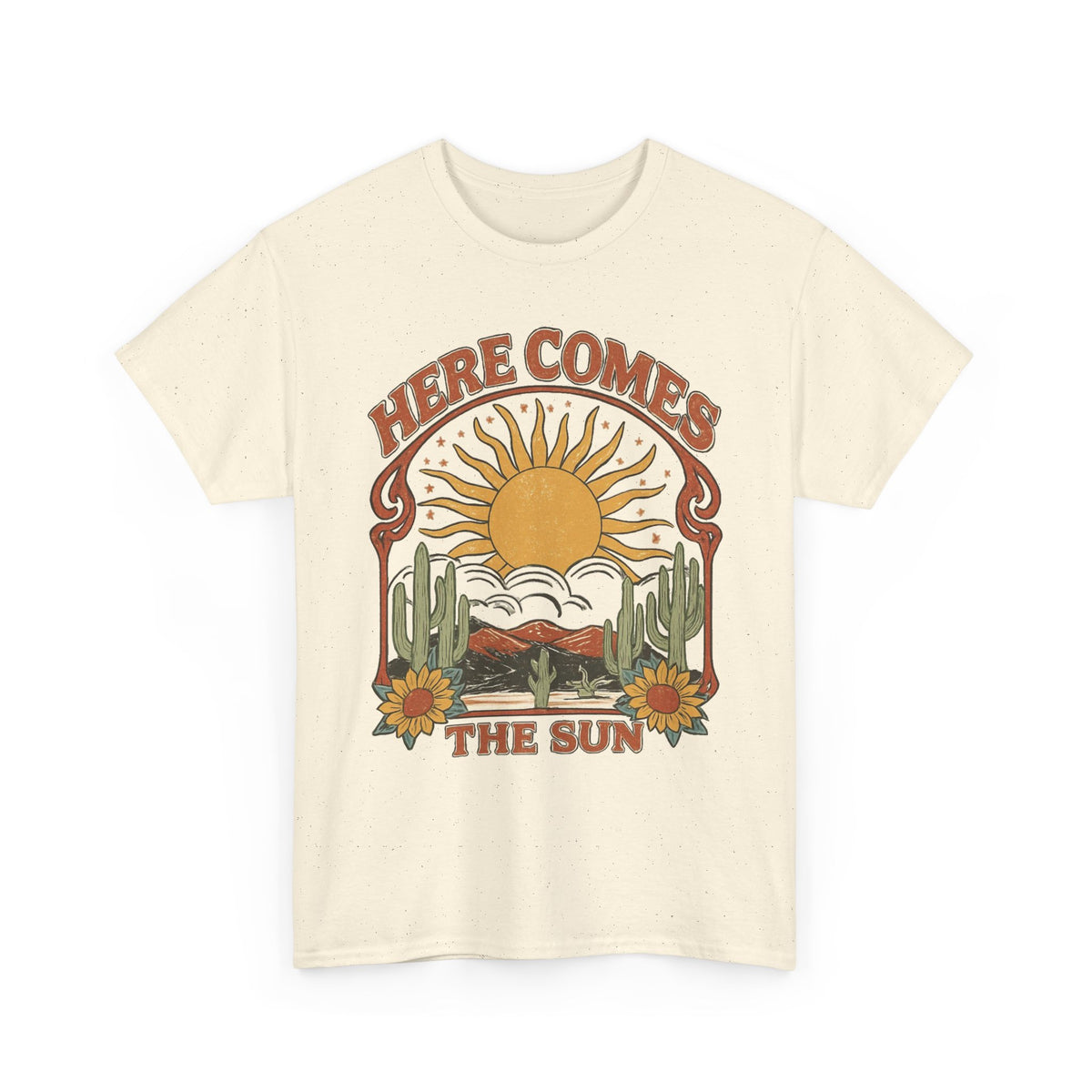 Here Comes the Sun Tee — Retro Desert Sunrise Graphic T‑Shirt