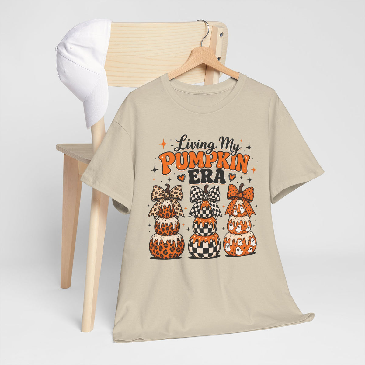 Living My Pumpkin Era Tee — Cute Halloween Pumpkin Stacked Gnomes Shirt