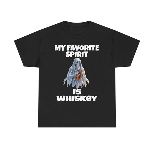 Halloween Whiskey Spirit T‑Shirt – 'My Favorite Spirit Is Whiskey' Ghost Graphic Tee