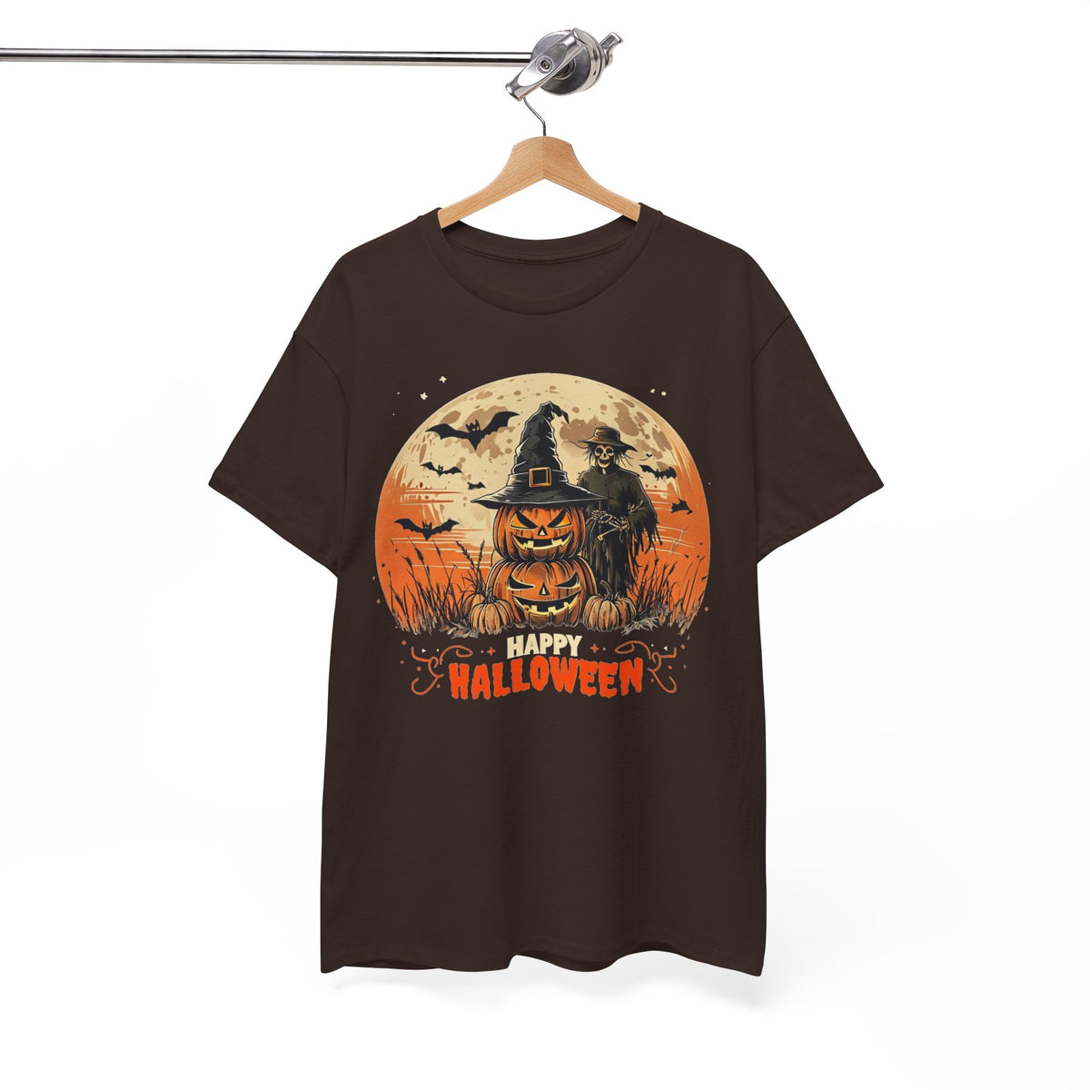 Halloween Pumpkin Witch T-Shirt — "Happy Halloween" Spooky Moon Tee