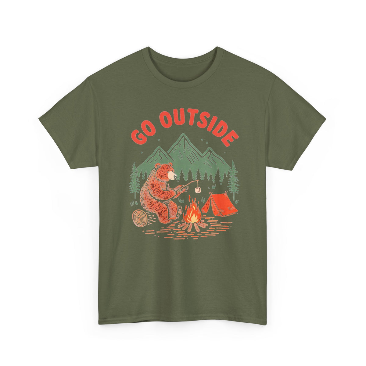 Go Outside Camping T-Shirt — Bear by Campfire Graphic Tee
