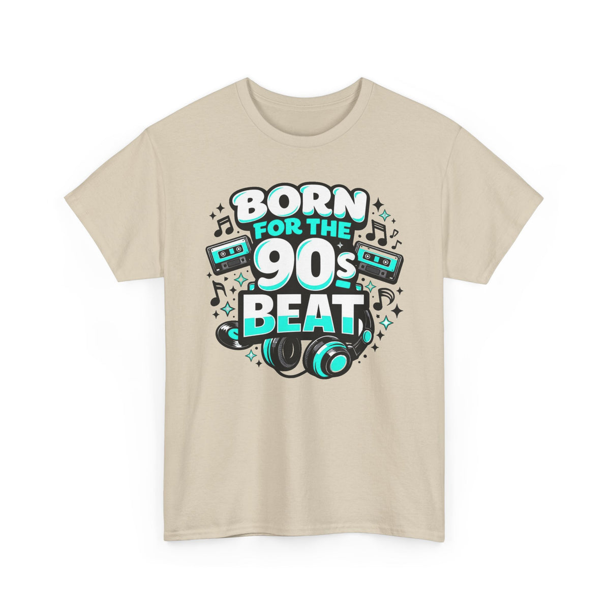 Born for the 90s Beat T-Shirt — Retro 90s Music Tee with Headphones & Cassette Design