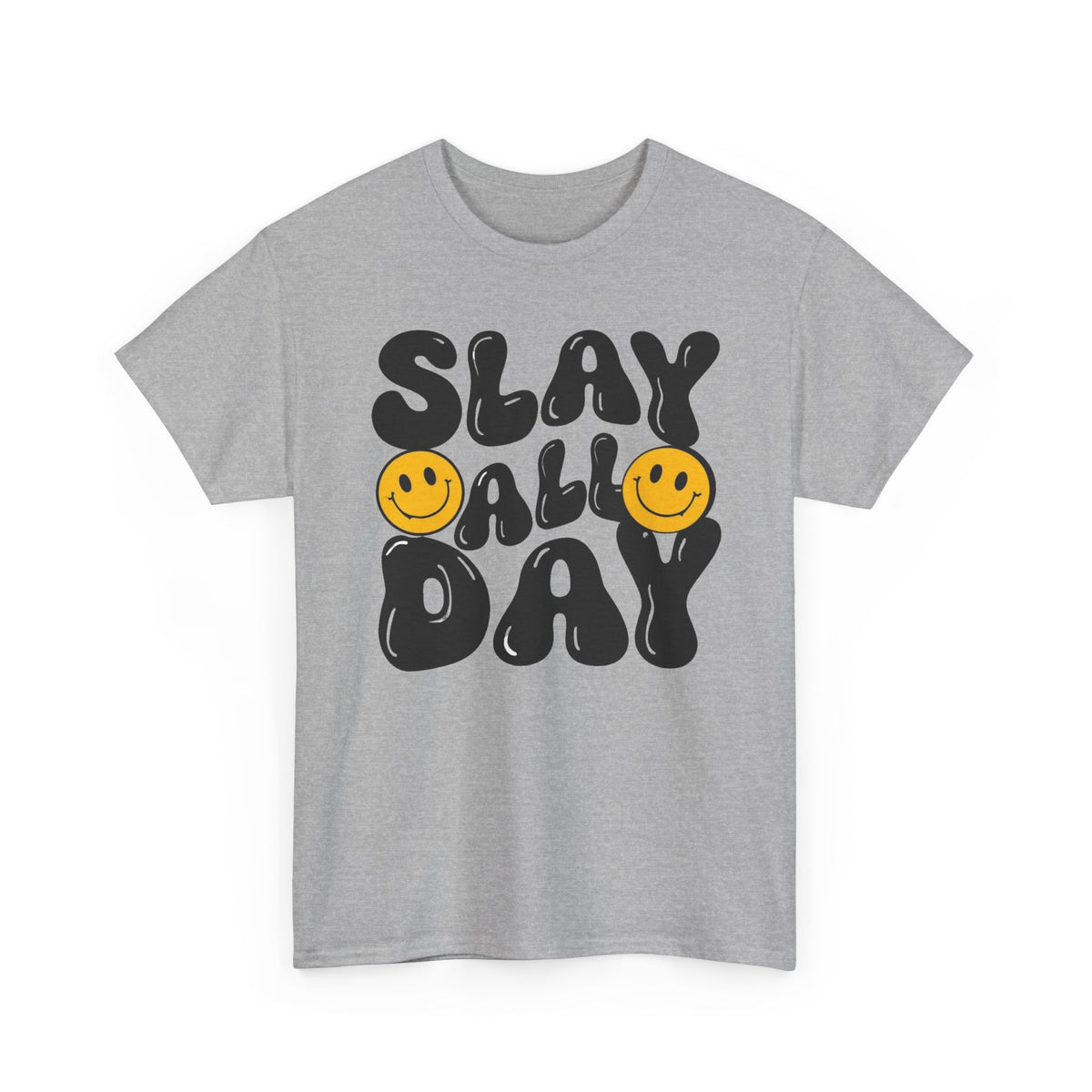 Slay All Day Graphic Tee — Retro Smiley Statement T-Shirt