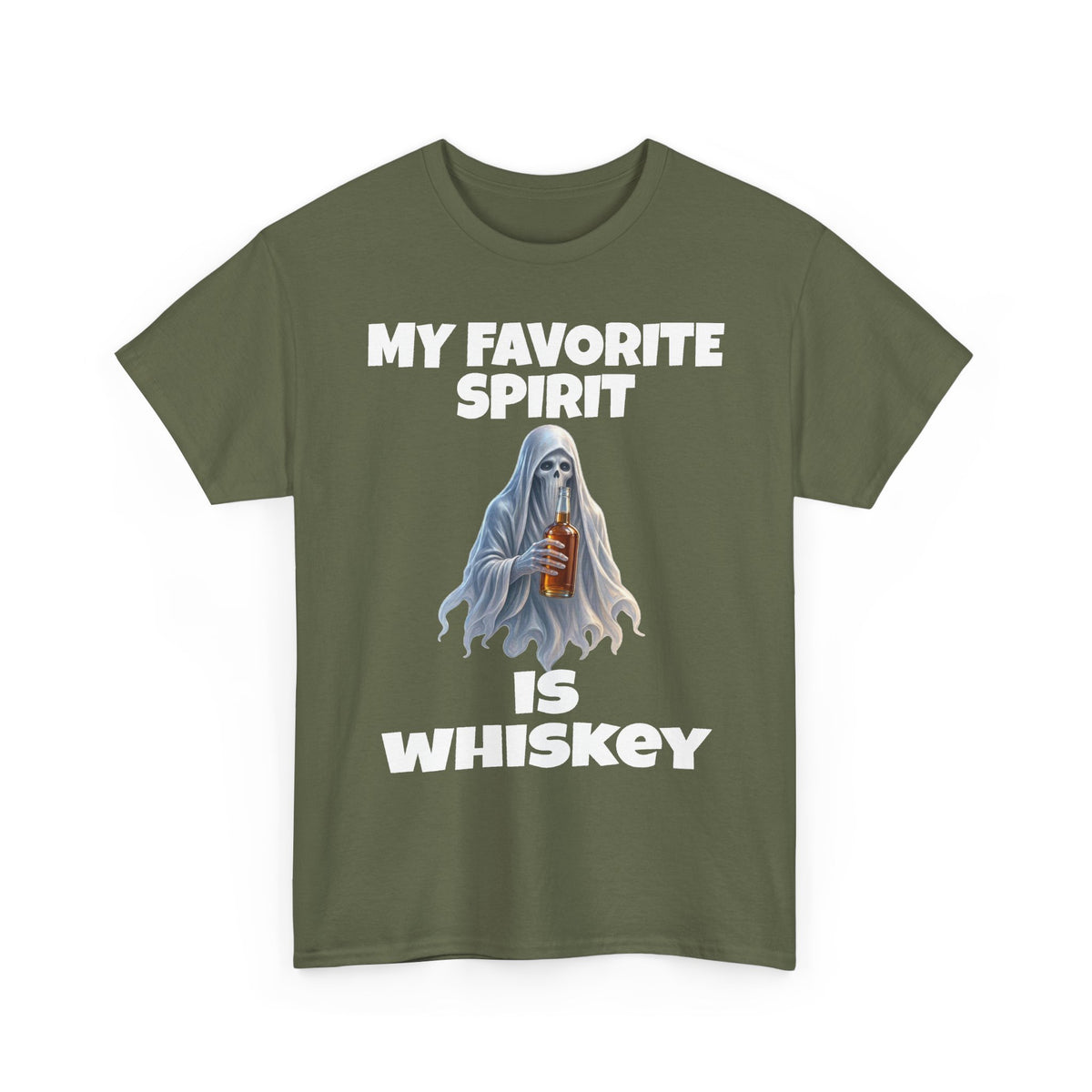 Halloween Whiskey Spirit T‑Shirt – 'My Favorite Spirit Is Whiskey' Ghost Graphic Tee