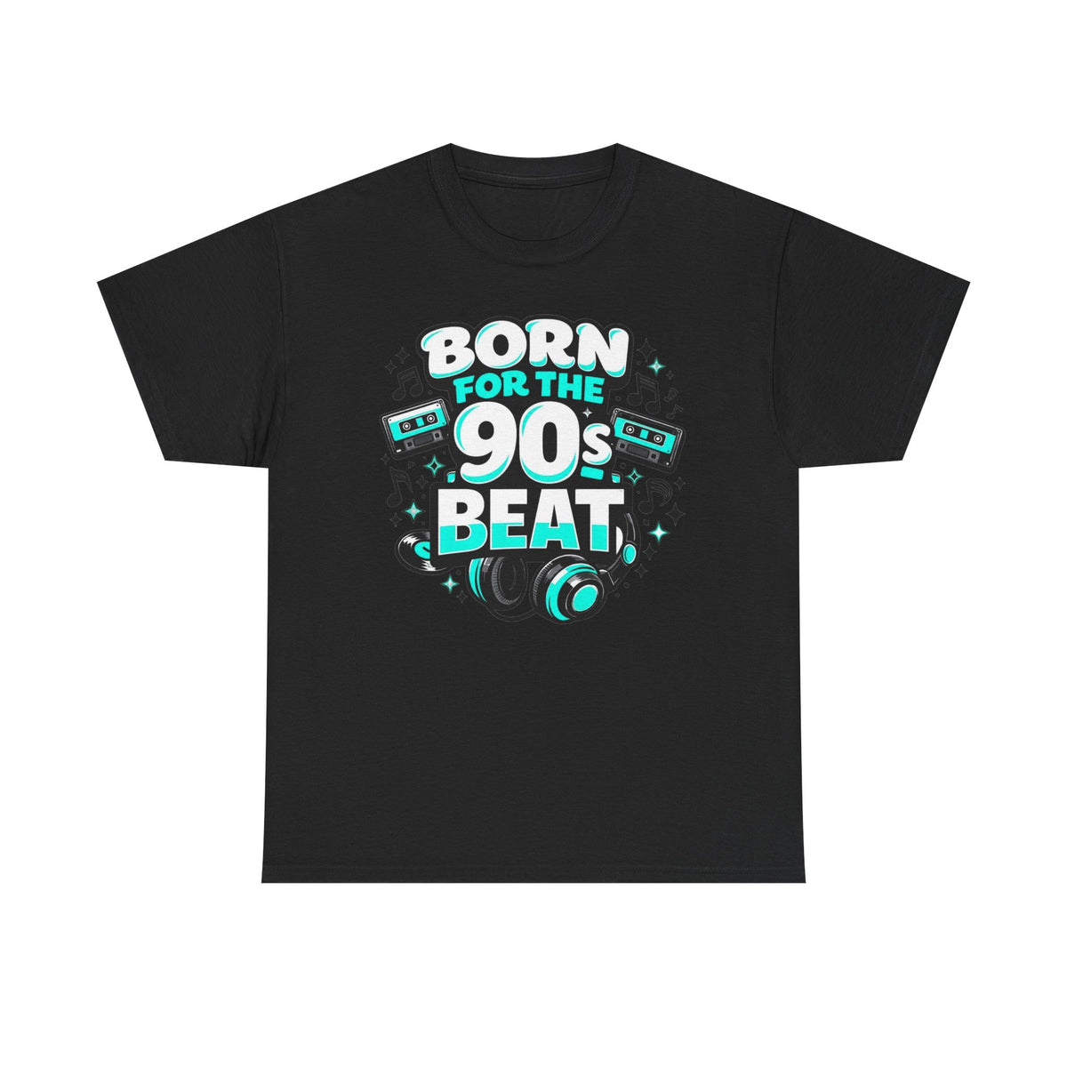 Born for the 90s Beat T-Shirt — Retro 90s Music Tee with Headphones & Cassette Design