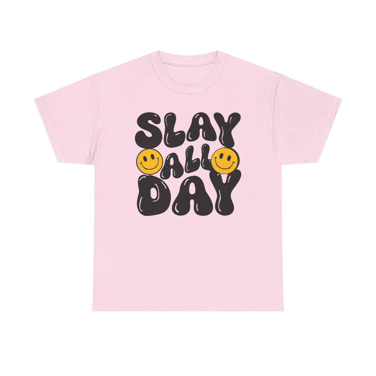Slay All Day Graphic Tee — Retro Smiley Statement T-Shirt