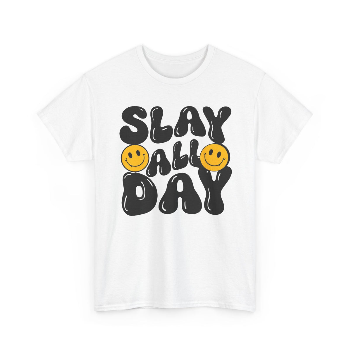 Slay All Day Graphic Tee — Retro Smiley Statement T-Shirt