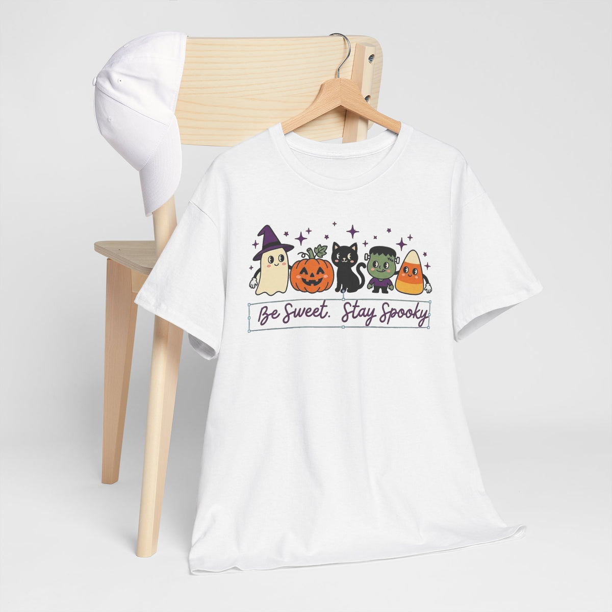 Halloween Cute Tee — "Be Sweet, Stay Spooky" Candy Corn & Pumpkin Design