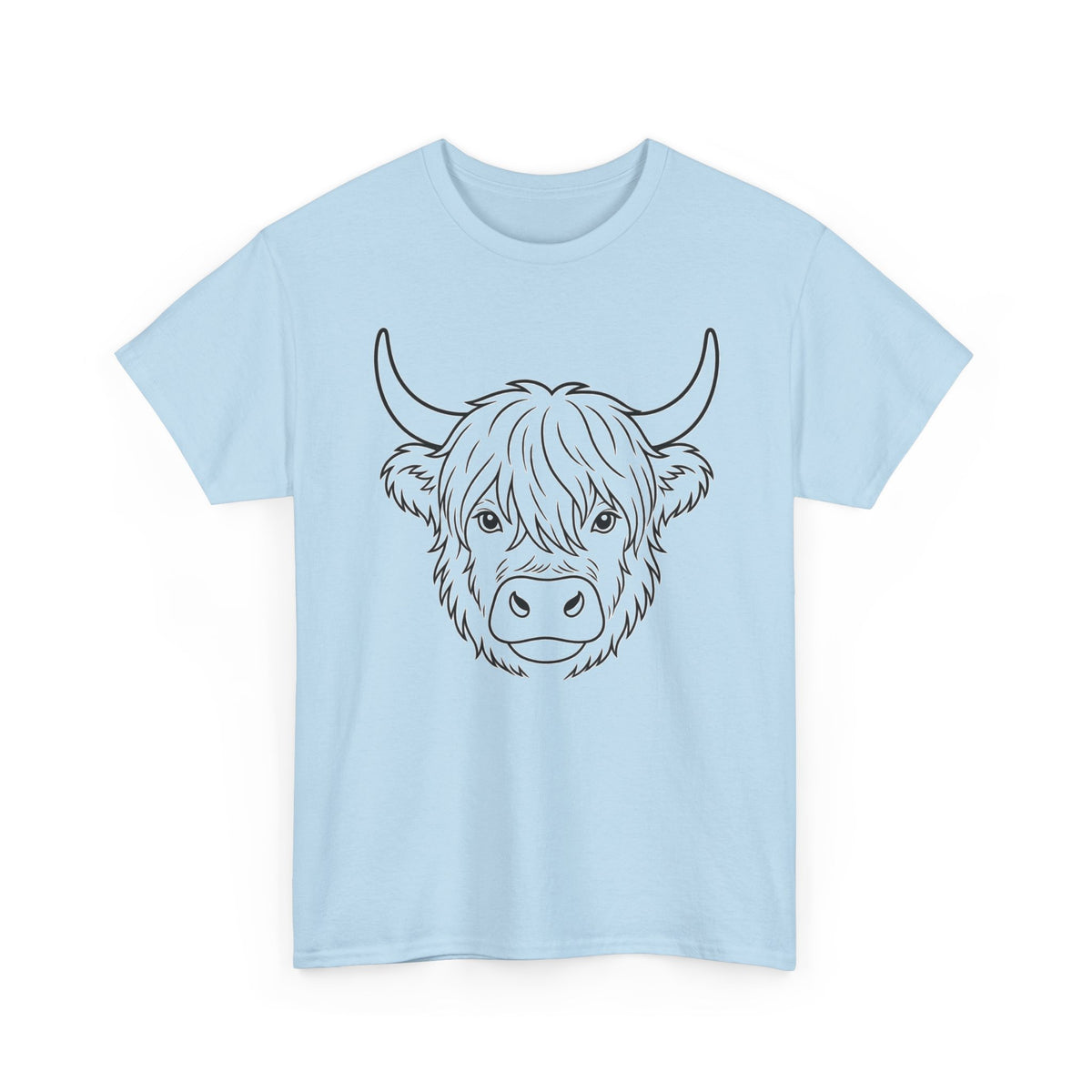 Highland Cow Line Art Tee — Rustic Scottish Cattle Graphic Shirt