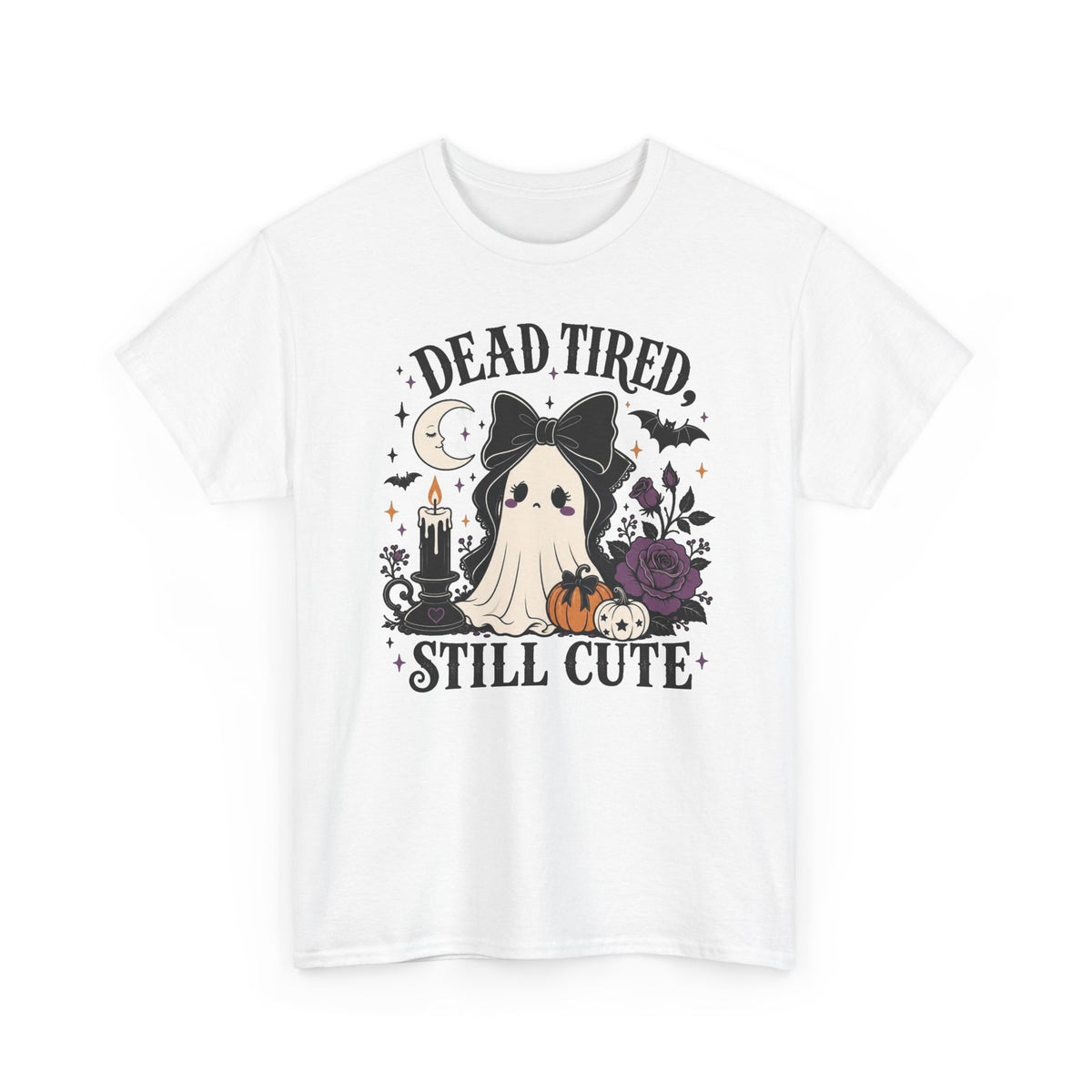 Dead, Tired, Still Cute Ghost Dog T-Shirt — Halloween Cute Gothic Tee