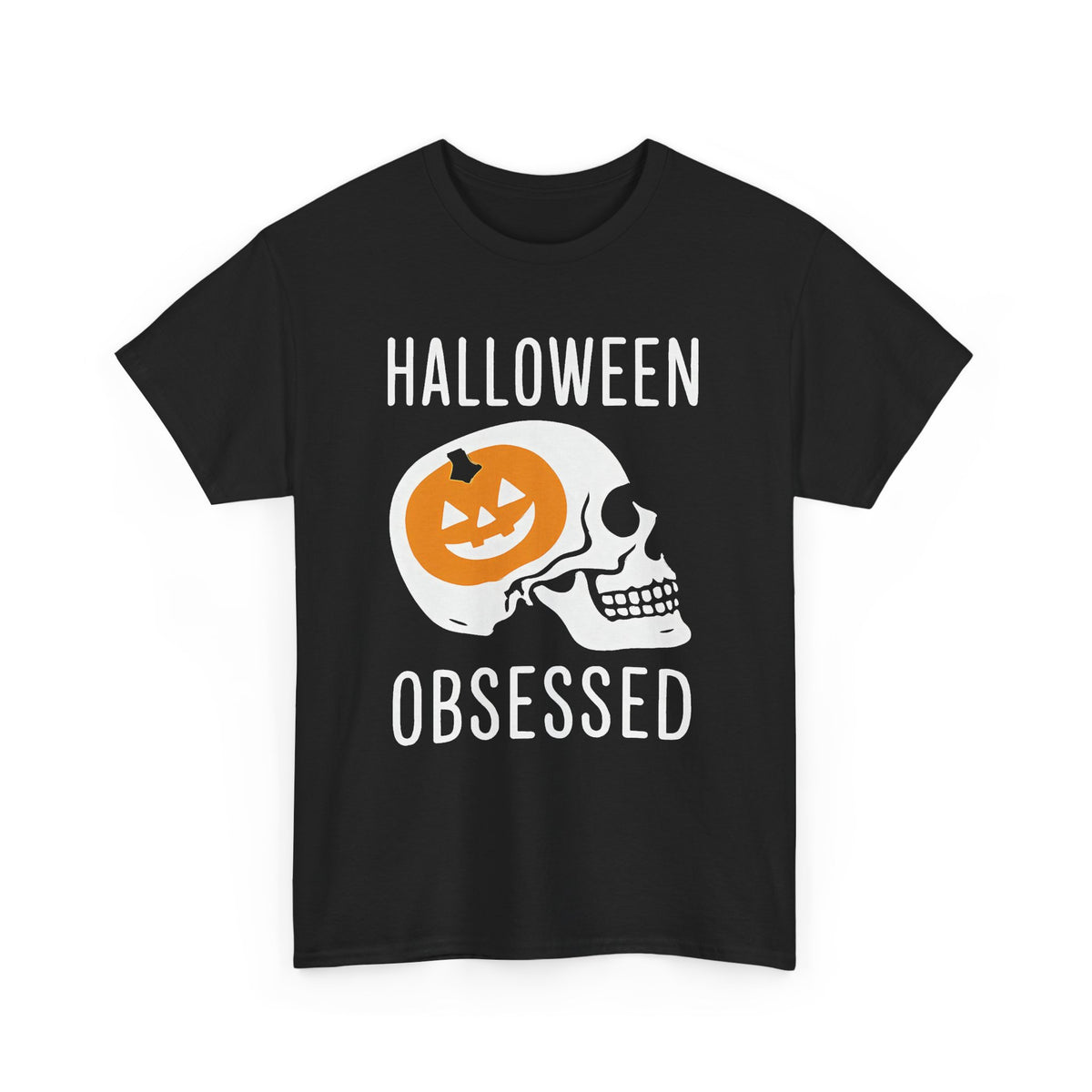 Halloween Obsessed T-Shirt — Pumpkin Skull Graphic Tee