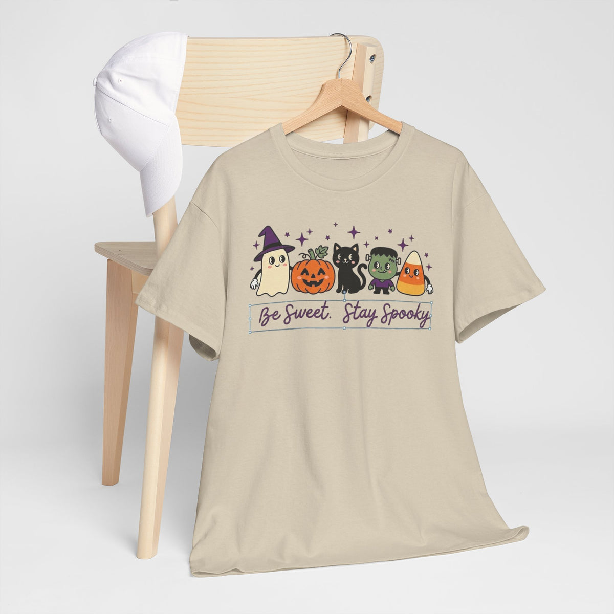 Halloween Cute Tee — "Be Sweet, Stay Spooky" Candy Corn & Pumpkin Design