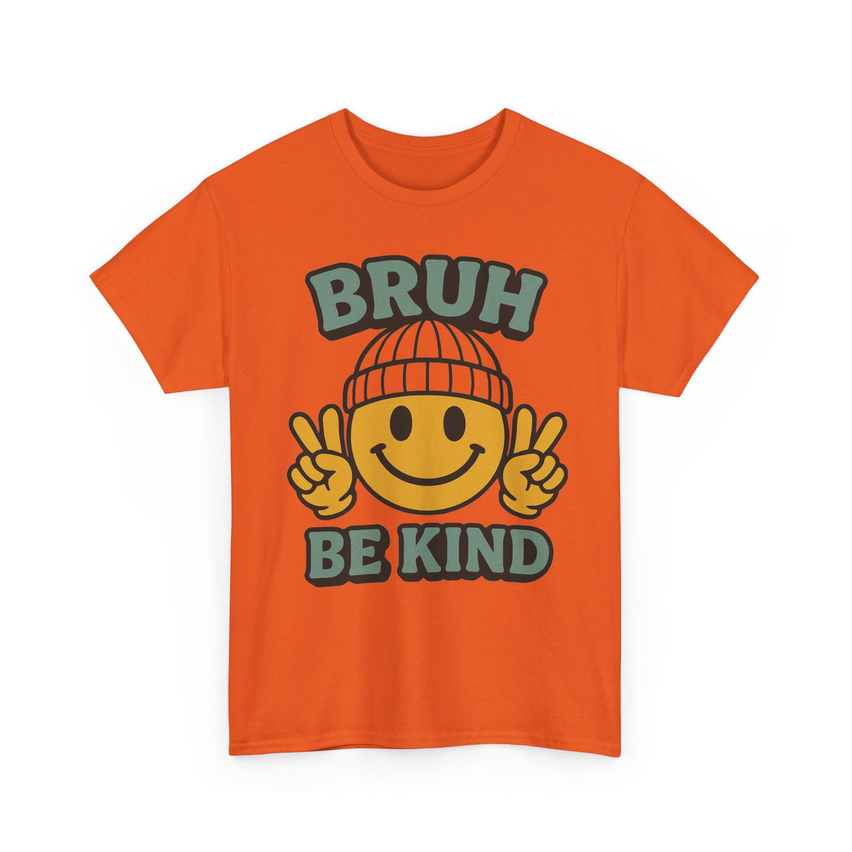 Bruh Be Kind Tee — Retro Smiley Peace Graphic T-Shirt