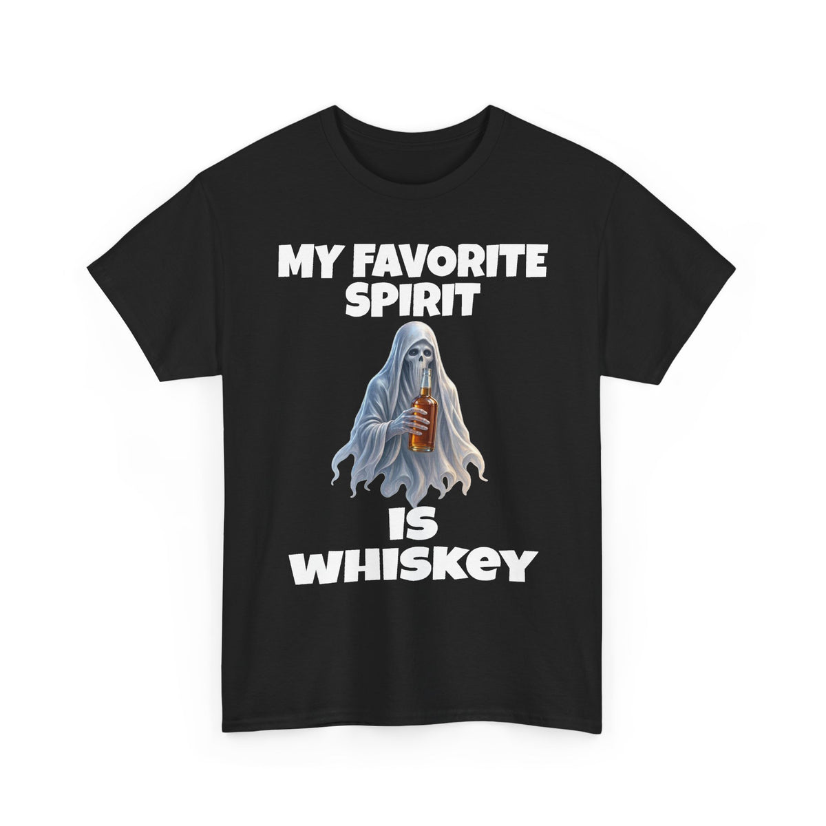 Halloween Whiskey Spirit T‑Shirt – 'My Favorite Spirit Is Whiskey' Ghost Graphic Tee