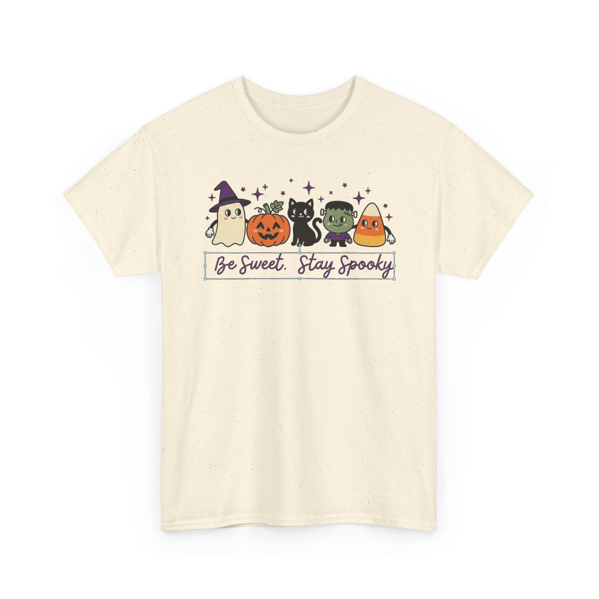 Halloween Cute Tee — "Be Sweet, Stay Spooky" Candy Corn & Pumpkin Design