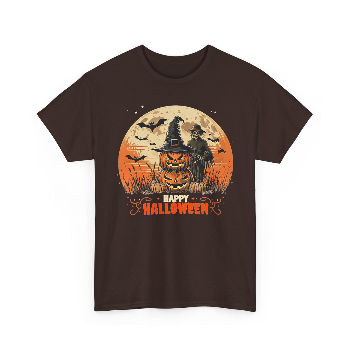 Halloween Pumpkin Witch T-Shirt — "Happy Halloween" Spooky Moon Tee