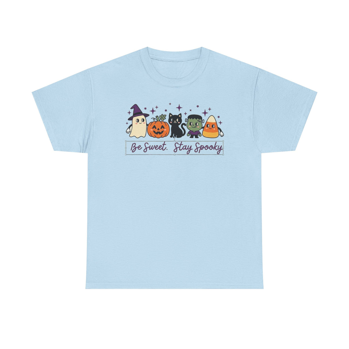 Halloween Cute Tee — "Be Sweet, Stay Spooky" Candy Corn & Pumpkin Design